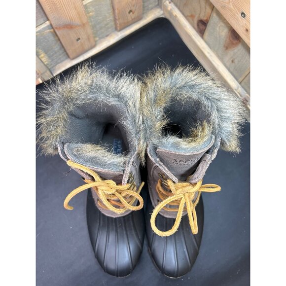 Sperry Womens Size 9 Duck Boots With Faux Fur Trim & Lace-Up Closure - Picture 5 of 9